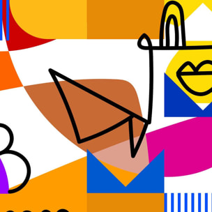 Tableau visage abstrait géométrique moderne Toile imprimée