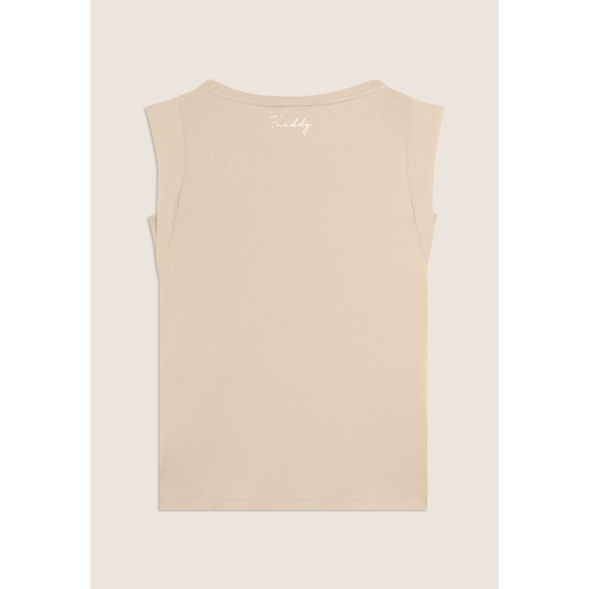 T-shirt con maniche in tessuto crinkle e scritta gioiello