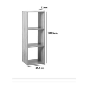 Étagère colonne 3 cases Mix "Effet chêne" Gris Atmosphera