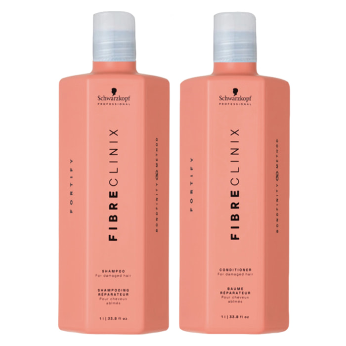 SCHWARZKOPF Kit Fibre Clinix Fortify Shampoo 1000ml + Conditioner 1000ml