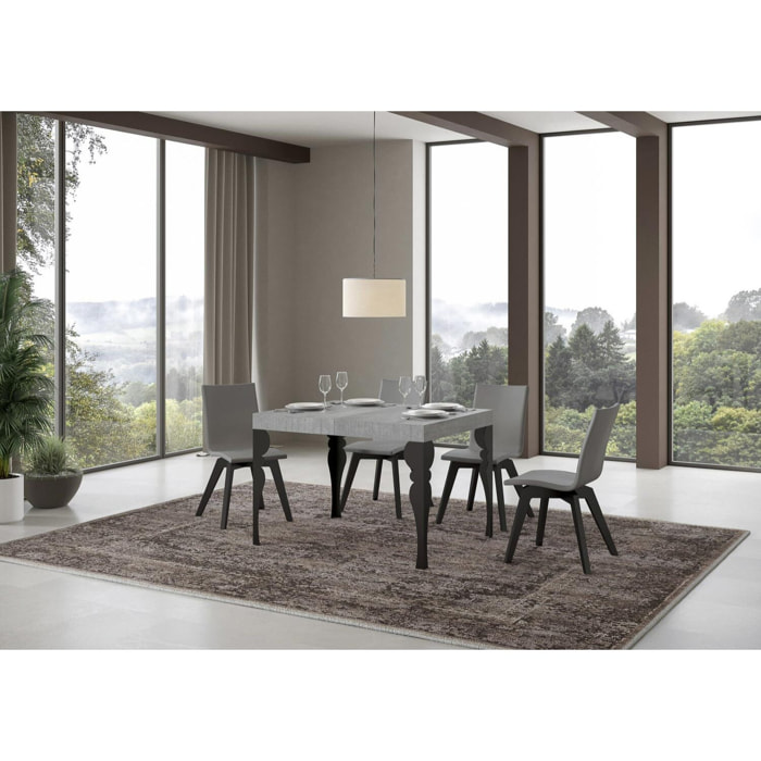 Table extensible 70x110/194 cm Paxon Gris Béton cadre Anthracite