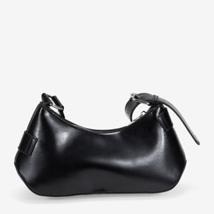 Bolso de hombro negro con cinturones