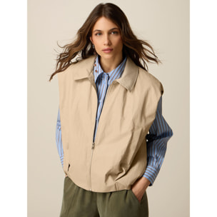 Oltre - Chaleco con cremallera y bolsillos - Beige