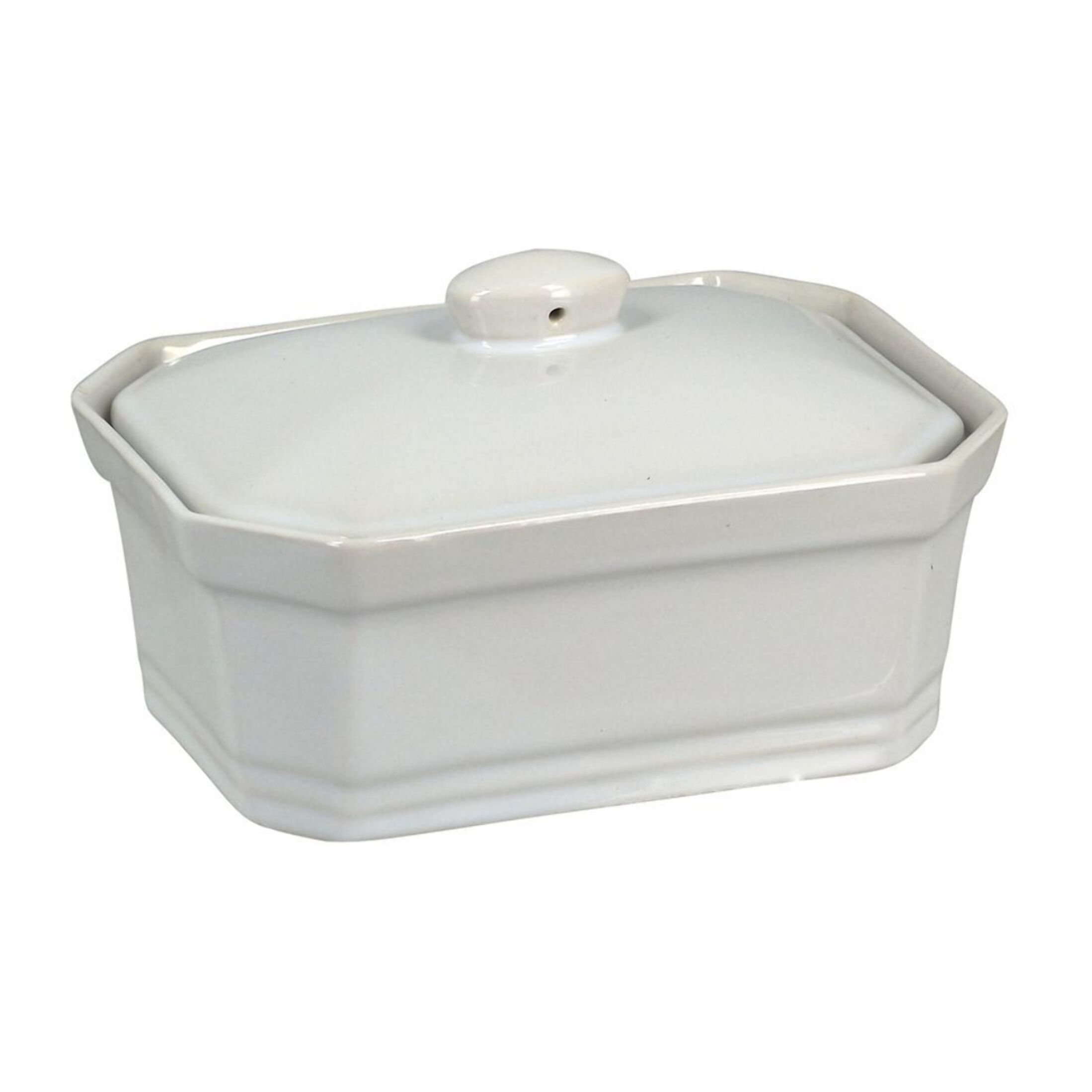 Terrine rectangulaire en grès blanc 17x13cm