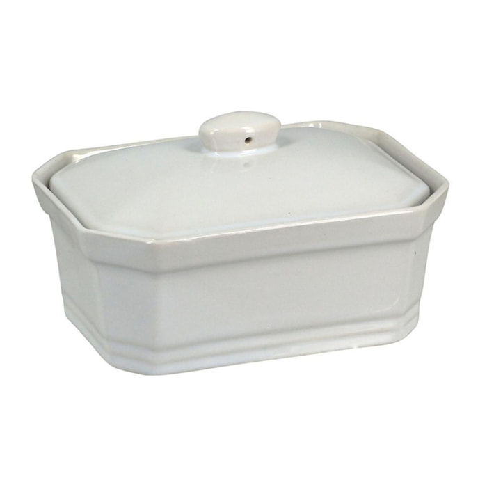 Terrine rectangulaire en grès blanc 17x13cm