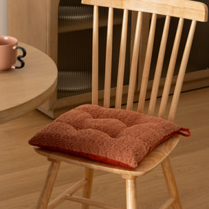 Galette de chaise Soana bouclette terracotta 38x38cm