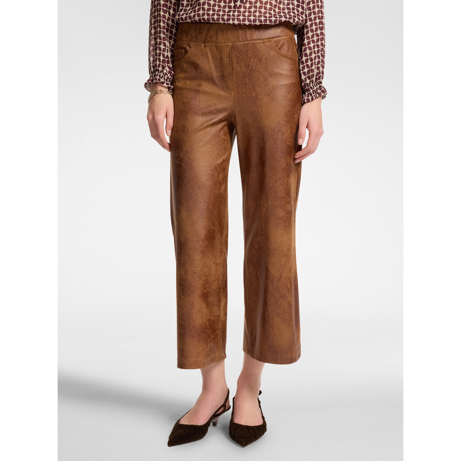 Elena Mirò - Pantaloni in tessuto effetto vintage - Marrone