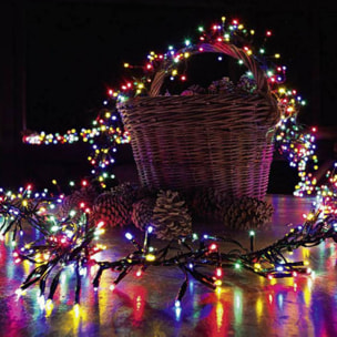 guirnalda de 192 luces led rojo, verde y blanco cálido con 8 funciones y temporizador - 1,4 metros