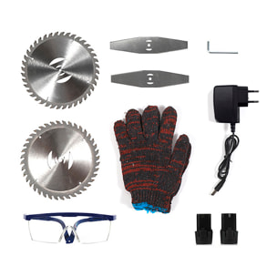 Decespugliatore con 10000rpm, 400W di potenza e 4500mAh. 2 altezze.