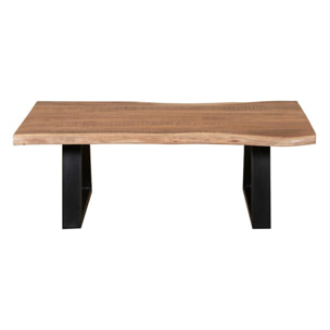 Coffee table in acacia e gambe in metallo 115x65x40 cm