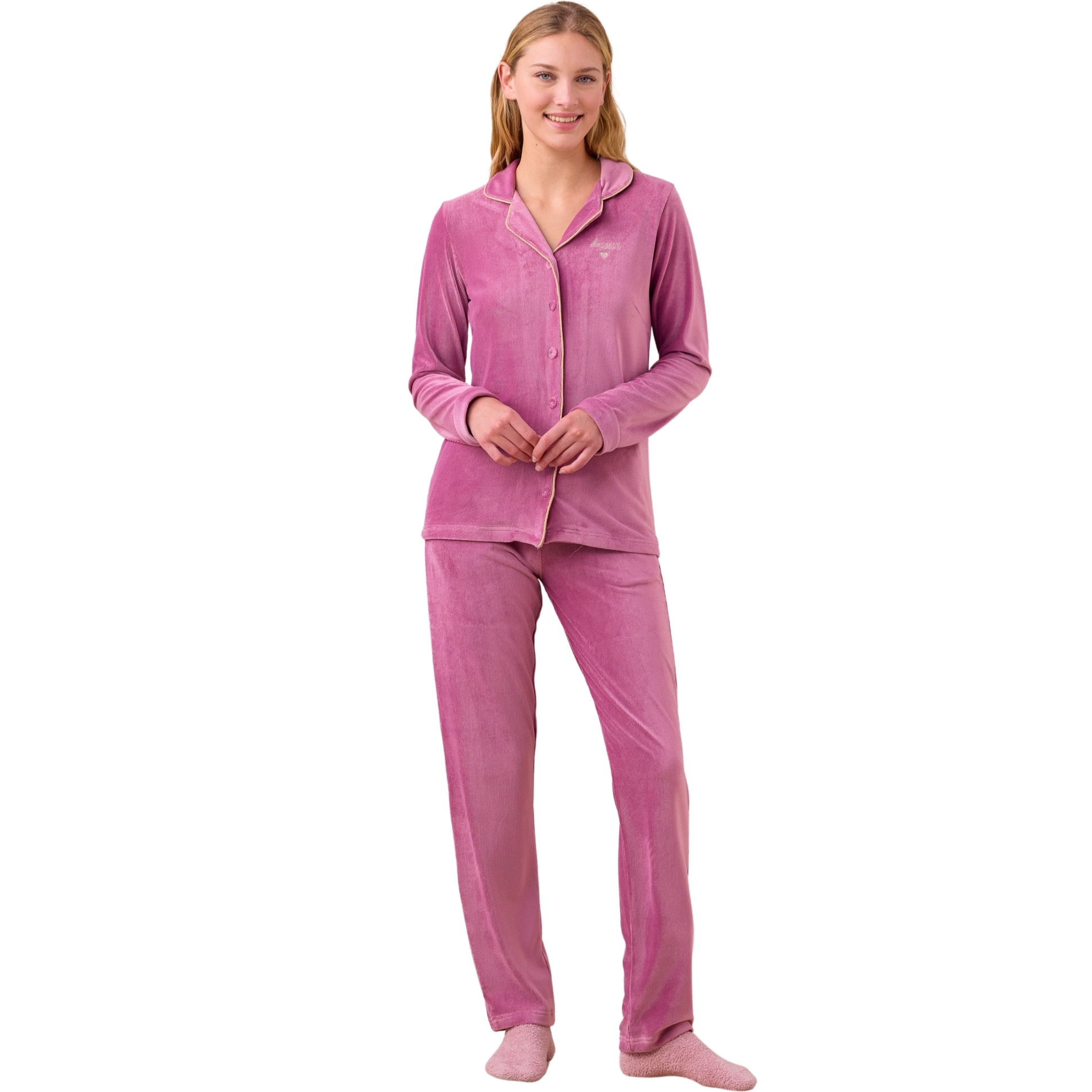 Pigiama donna ciniglia a coste articolo velvet. Noidinotte