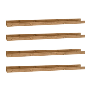 Pack 4 estantes de madera maciza flotante tono roble oscuro varias medidas