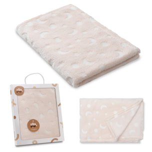 Manta Grabada Luna Estrellas Beig