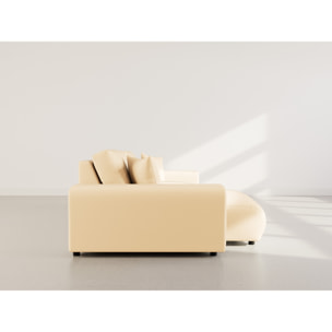 Garance - canapé d'angle réversible 4 places en simili - Beige