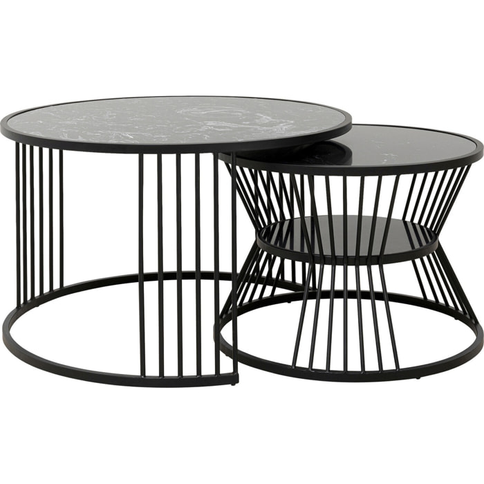 Tables basses Roma set de 2 noires Kare Design