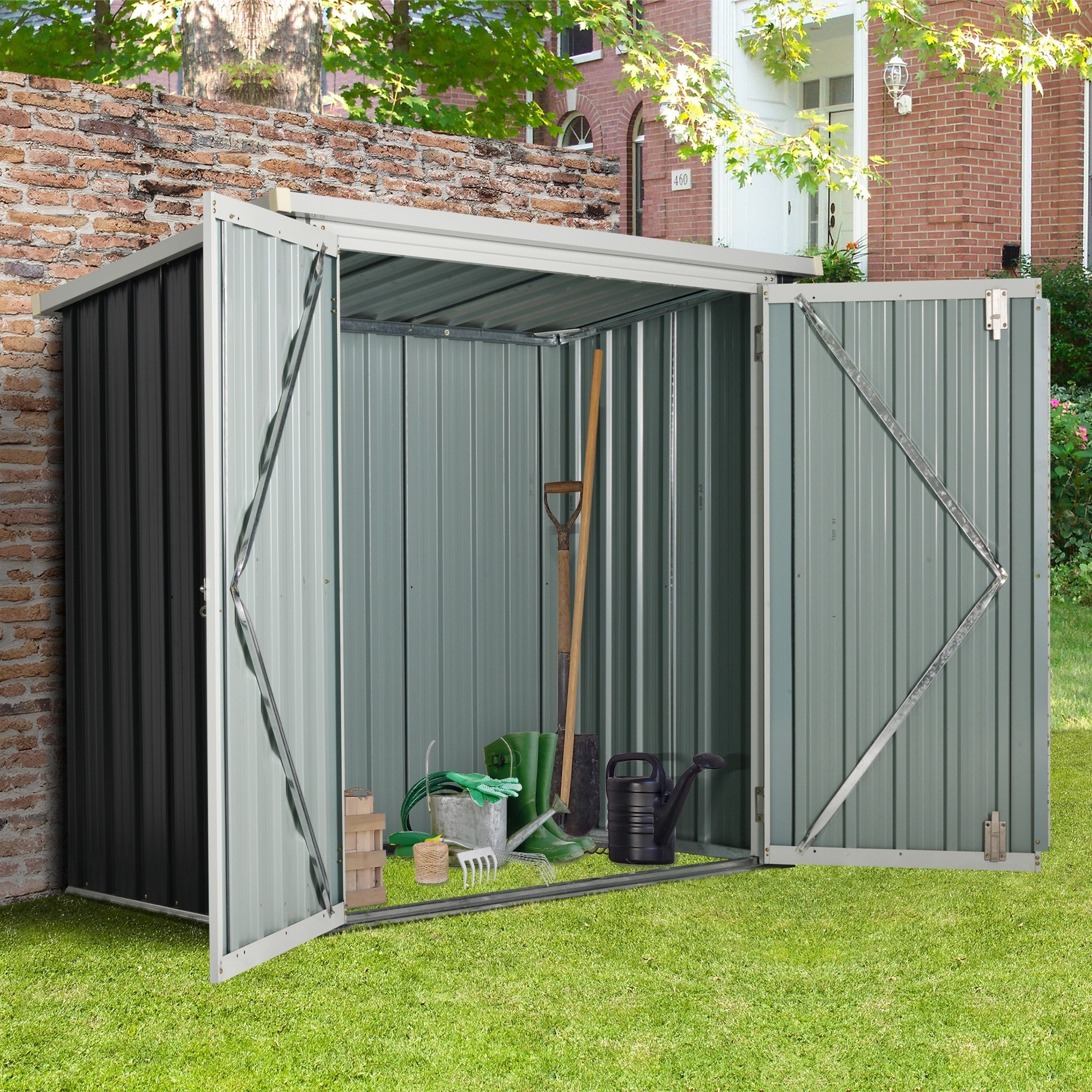 Abri de jardin - remise pour outils - abri vélo - tôle acier noir blanc