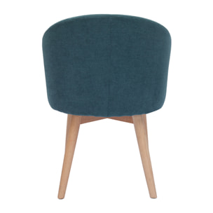 Chaises scandinaves en tissu effet velours bleu canard et bois clair massif (lot de 2) VANITY