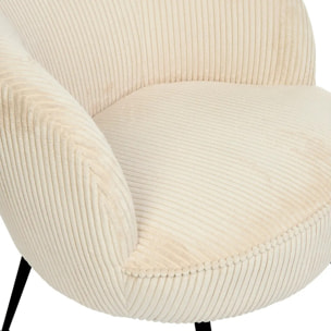 Fauteuil Tildae en Tissu Creme Côtelé L69xl63xH71 cm