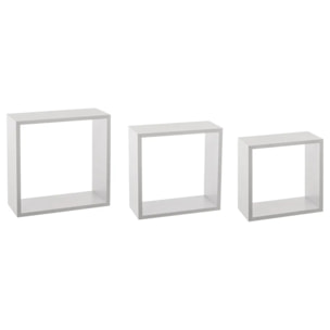 3 grandes étagères murales "Fixy" cube blanc