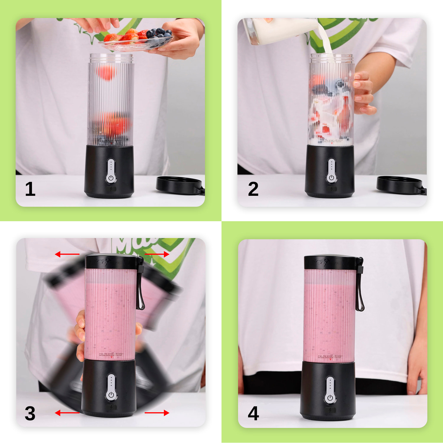 Batidora portátil A8 de 450 ml con 6 cuchillas de acero inoxidable y pantalla de nivel de batería. Batería recargable de 4000mAh, ideal para preparar batidos y zumos de forma rápida en cualquier lugar