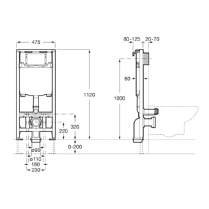 Pack Bâti support Roca Duplo One + plaque de déclenchement, Chrome (RocaDuploOne-2)