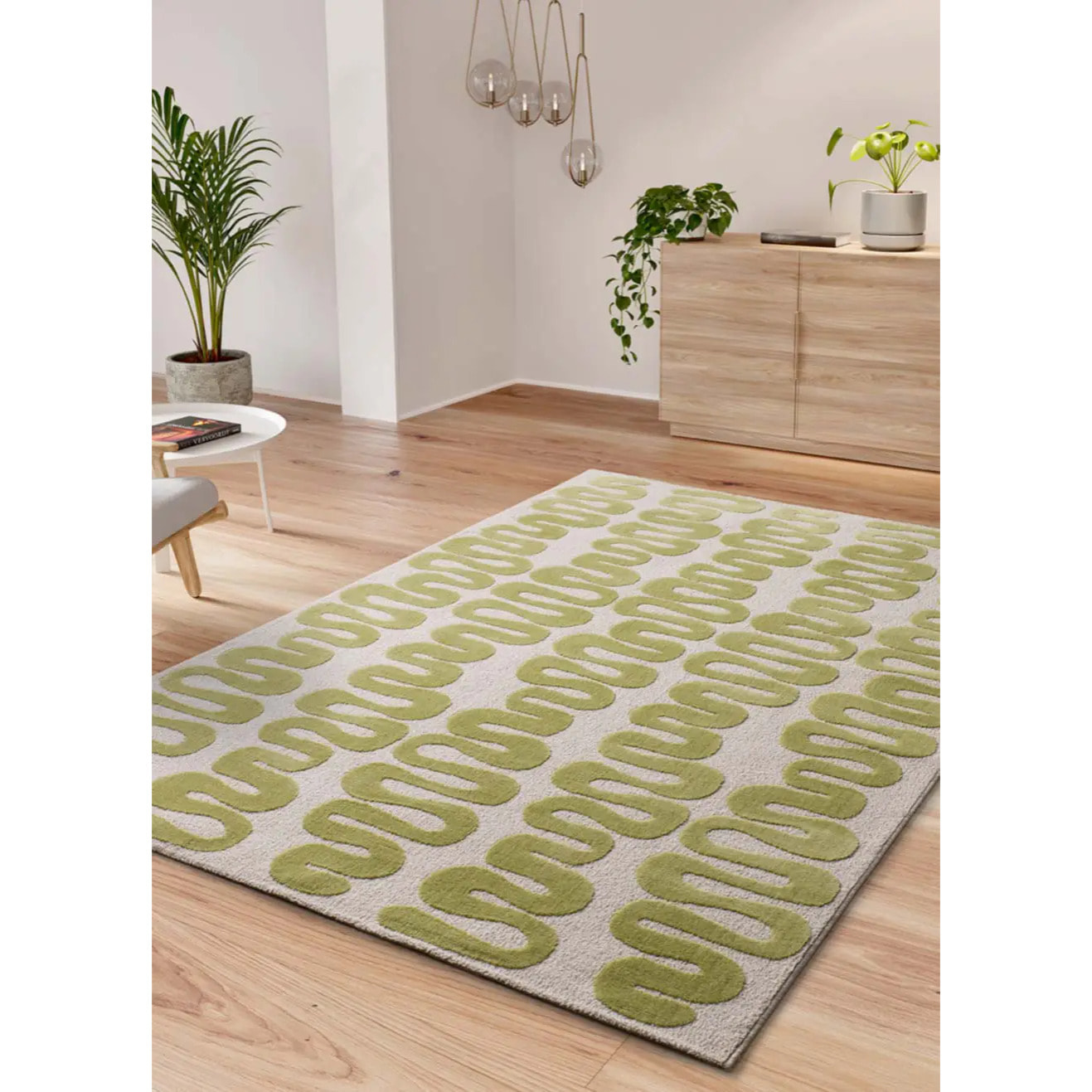 FLASHY Alfombra moderna de pelo corto verde, varias medidas disponibles.
