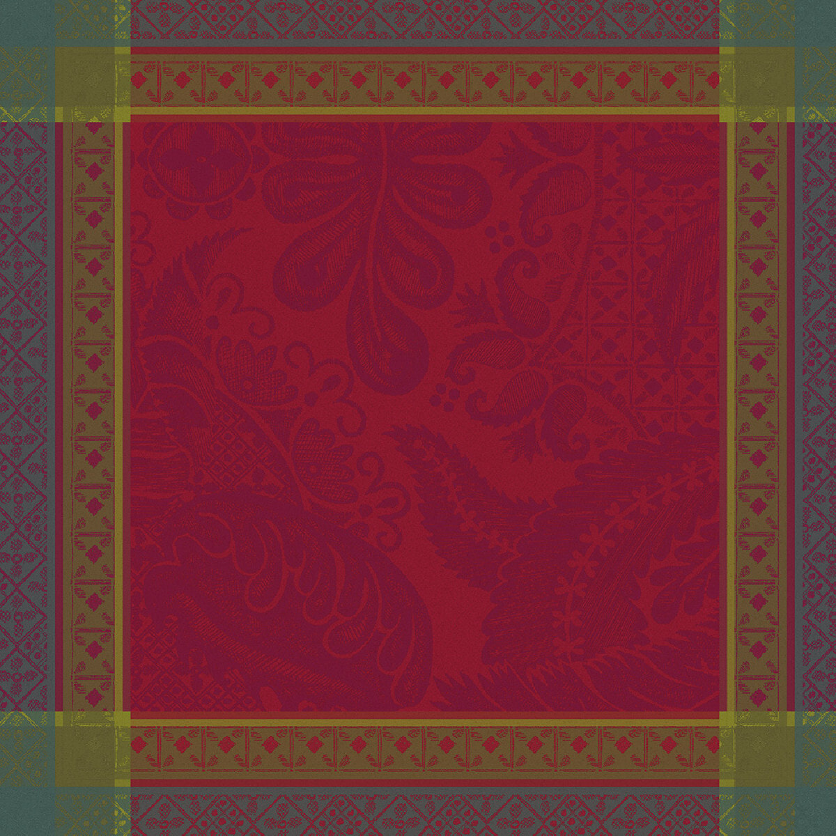 Serviette pur coton motif jacquard rouge Isaphire rubis