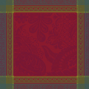 Serviette pur coton motif jacquard rouge Isaphire rubis