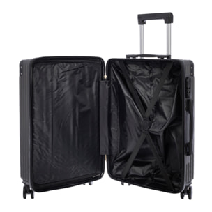 Juego de 3 maletas Trolley, en material ligero ABS de alta resistencia con esquinas reforzadas. Cerradura numérica y 4 ruedas dobles extraíbles y giratorias 360°.