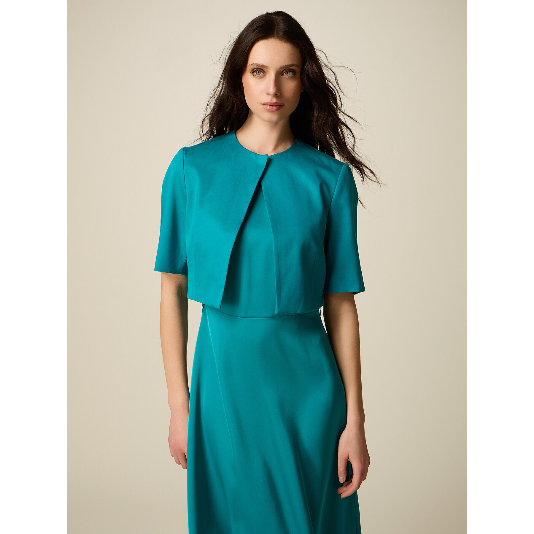 Oltre - Giacca corta in lyocell - Ottanio