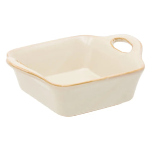 Plat carré en céramique Terre Inconnue 12x12cm beige