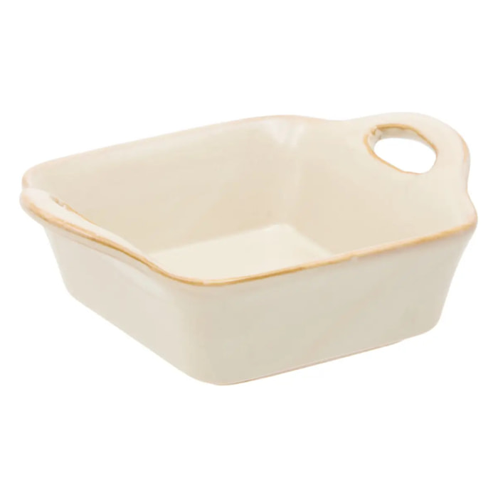 Plat carré en céramique Terre Inconnue 12x12cm beige