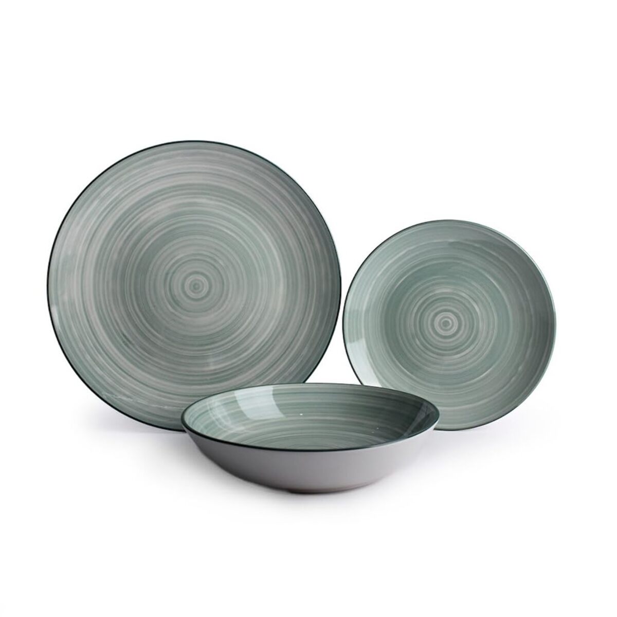 Servizio Tavola da 18 Piatti in Ceramica, lavabile in lavastoviglie e adatto a microonde, Intrecci