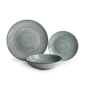 Servizio Tavola da 18 Piatti in Ceramica, lavabile in lavastoviglie e adatto a microonde, Intrecci