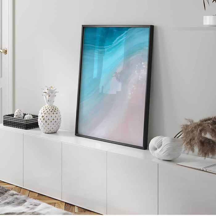 Affiche encadrée abstraite vague pastel minimaliste Affiche + cadre en métal - Noir
