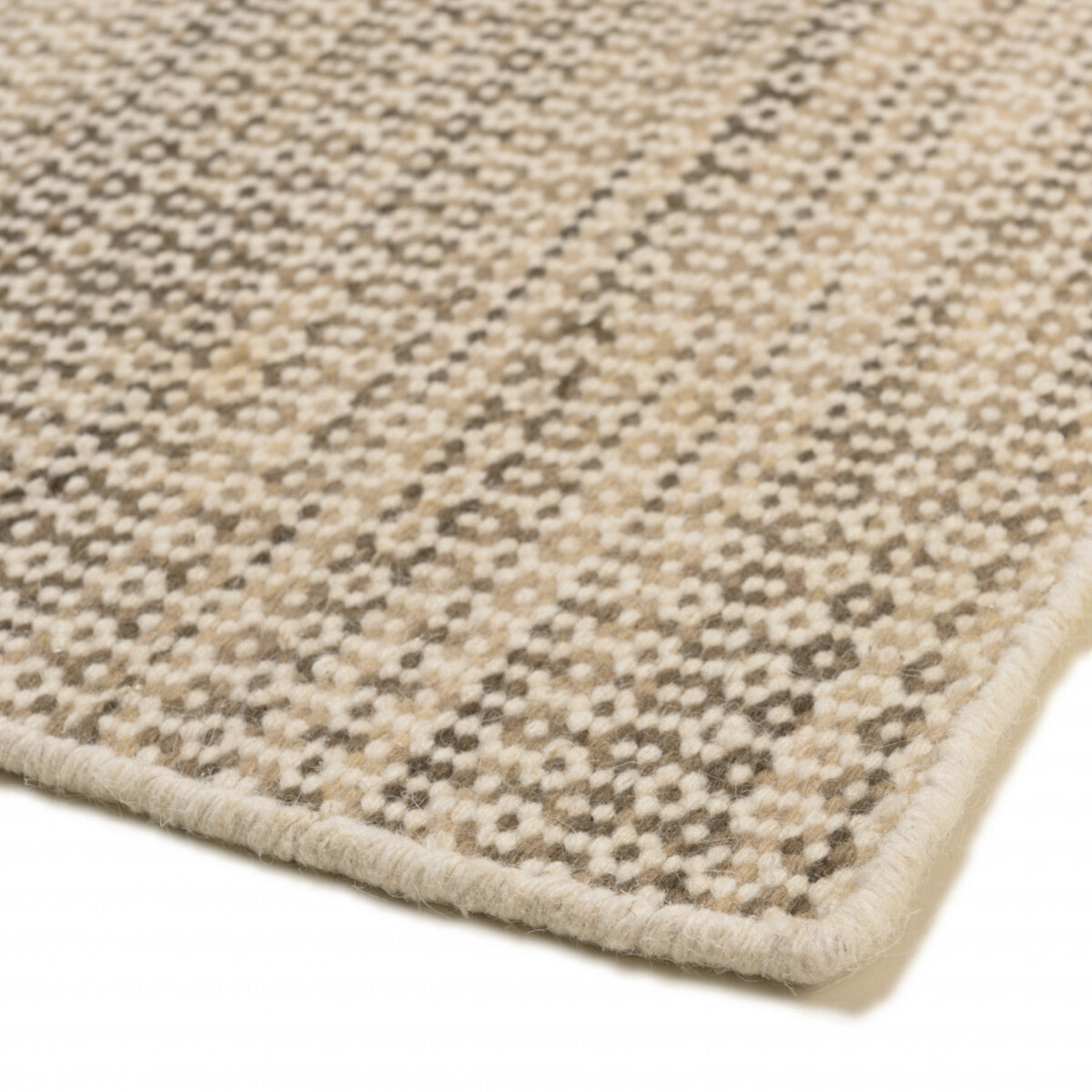 QUENTIN - Tapis rect. 160x230cm en laine tissée couleur blanc et kaki