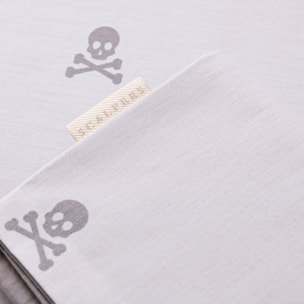 Set cama funda nórdicay 2 fundas almohada, 100% algodón, gris oscuro & gris claro calaveras scalpers home