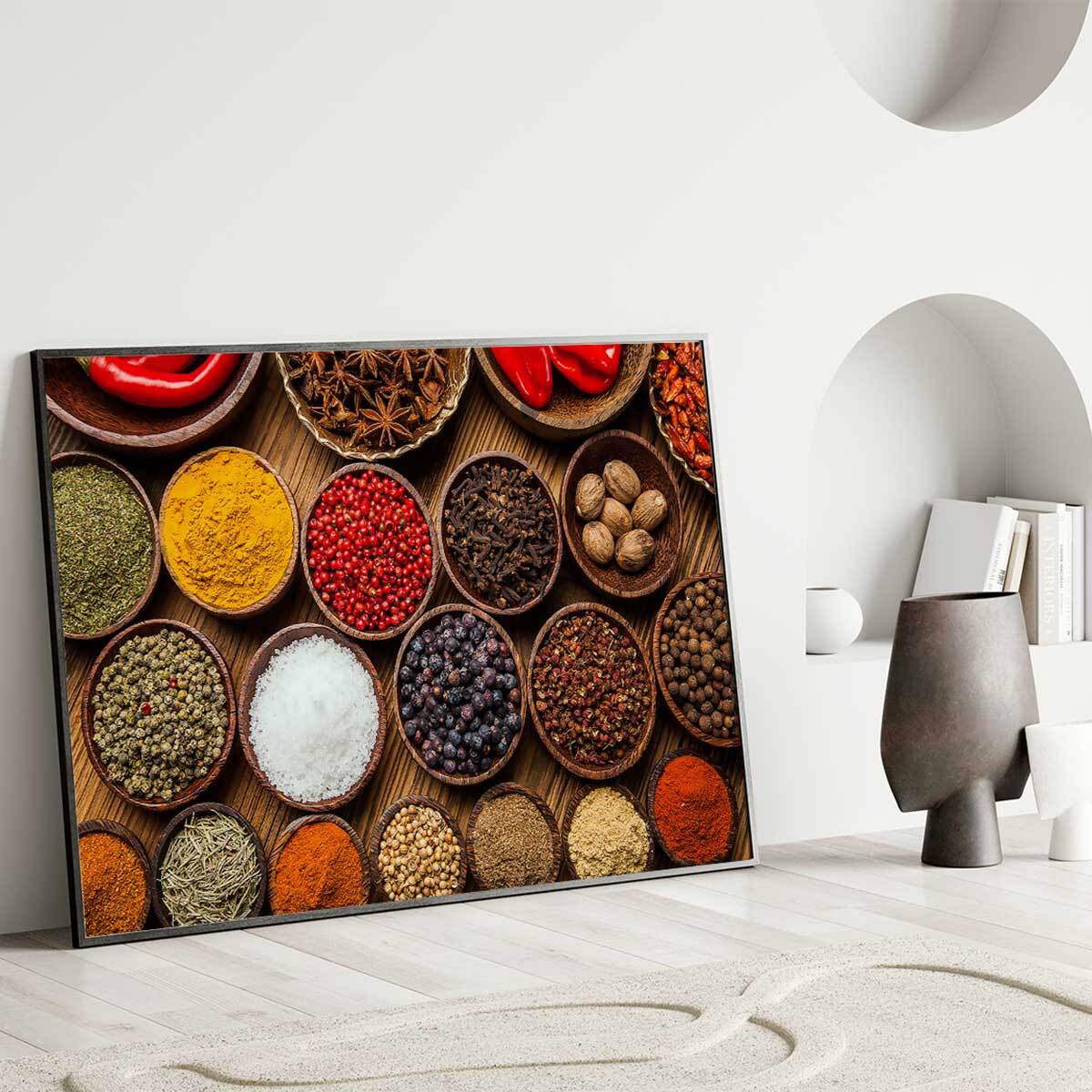 Affiche encadrée épices du monde en composition Affiche + cadre en métal - Noir