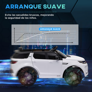 Coche Eléctrico para Niños de +3 Años con Licencia Land Rover Discovery Sport Carro Eléctrico Infantil con Batería 12V Mando a Distancia Arranque Lento Faros Bocina y Música Blanco