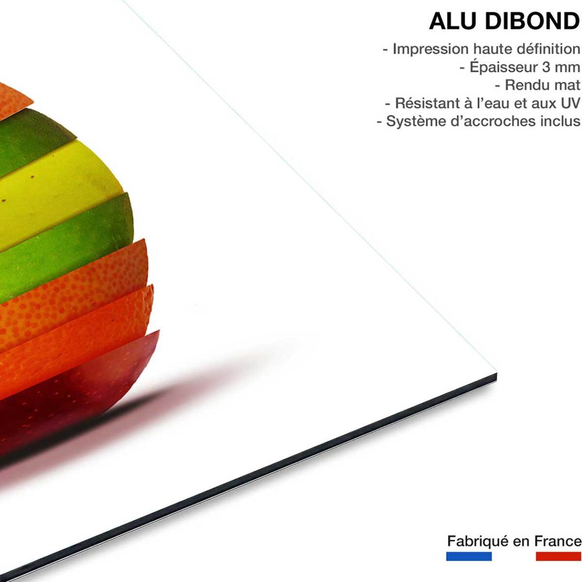 Tableau cuisine pomme orange citron Tableau alu Dibond