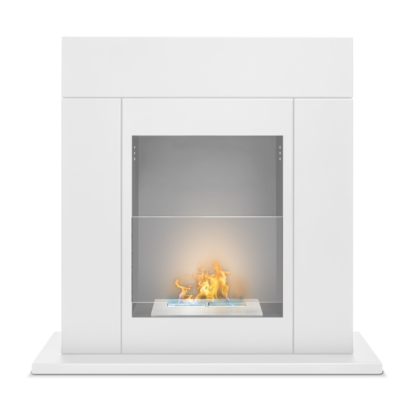 Marco Aurelio - Camino a bioetanolo da terra freestanding, biocamino da pavimento, 73x20xH75 cm colore bianco