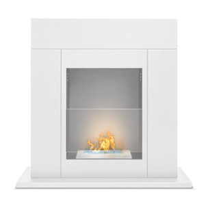 Marco Aurelio - Camino a bioetanolo da terra freestanding, biocamino da pavimento, 73x20xH75 cm colore bianco