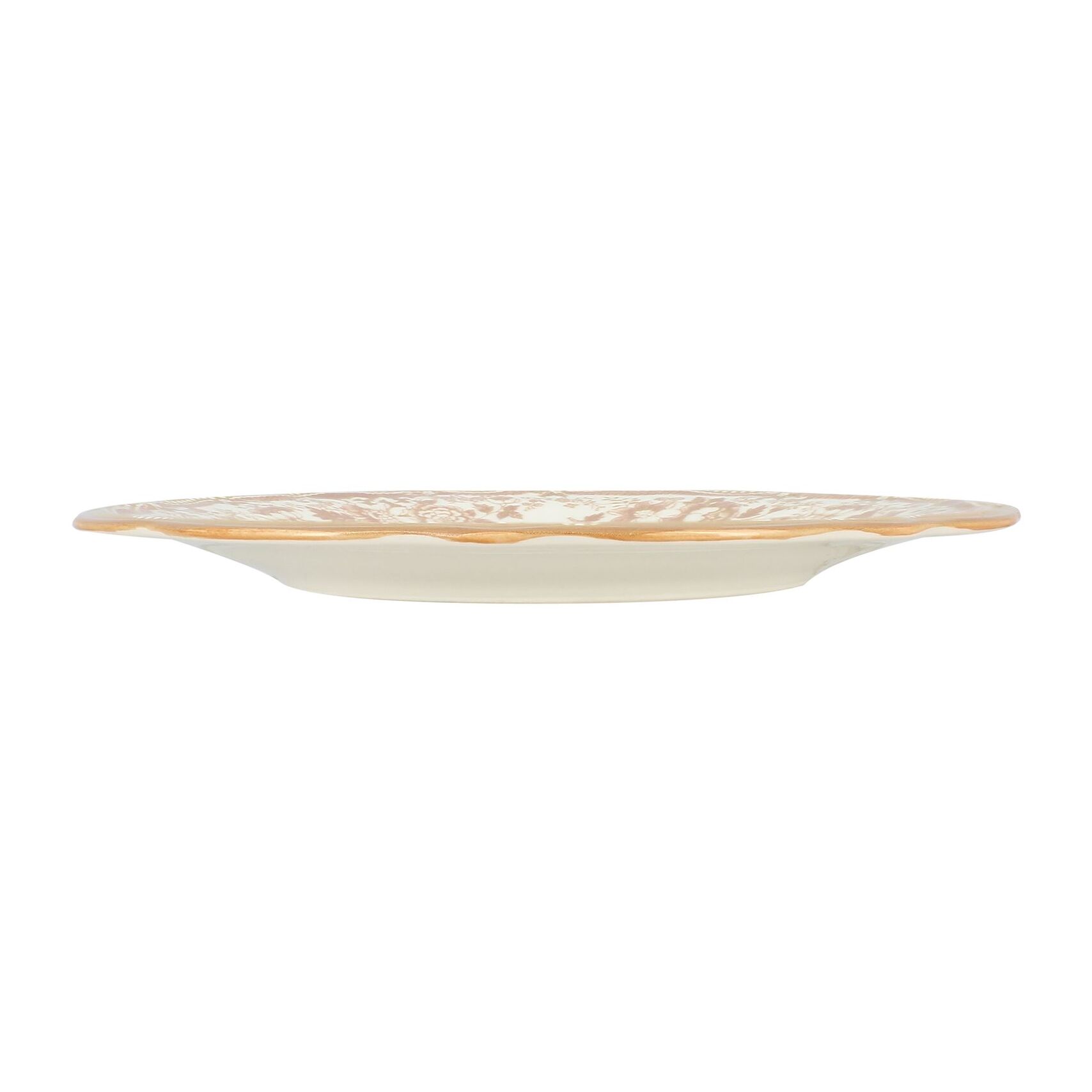 Lot de 6 assiettes plates fleuries en grès miel 26cm FAUSTINE