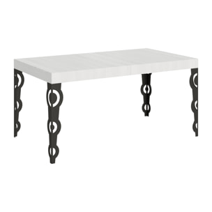Tavolo allungabile 80x160/244 cm Karamay bianco frassino telaio Antracite