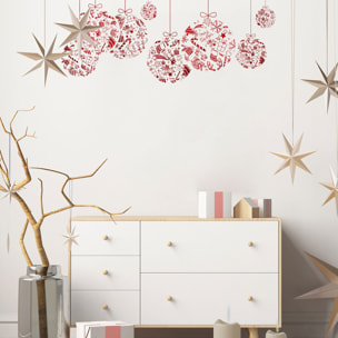 Sticker Noël boules de noël rouge - Autocollants stickers adhésifs noël - décoration fêtes