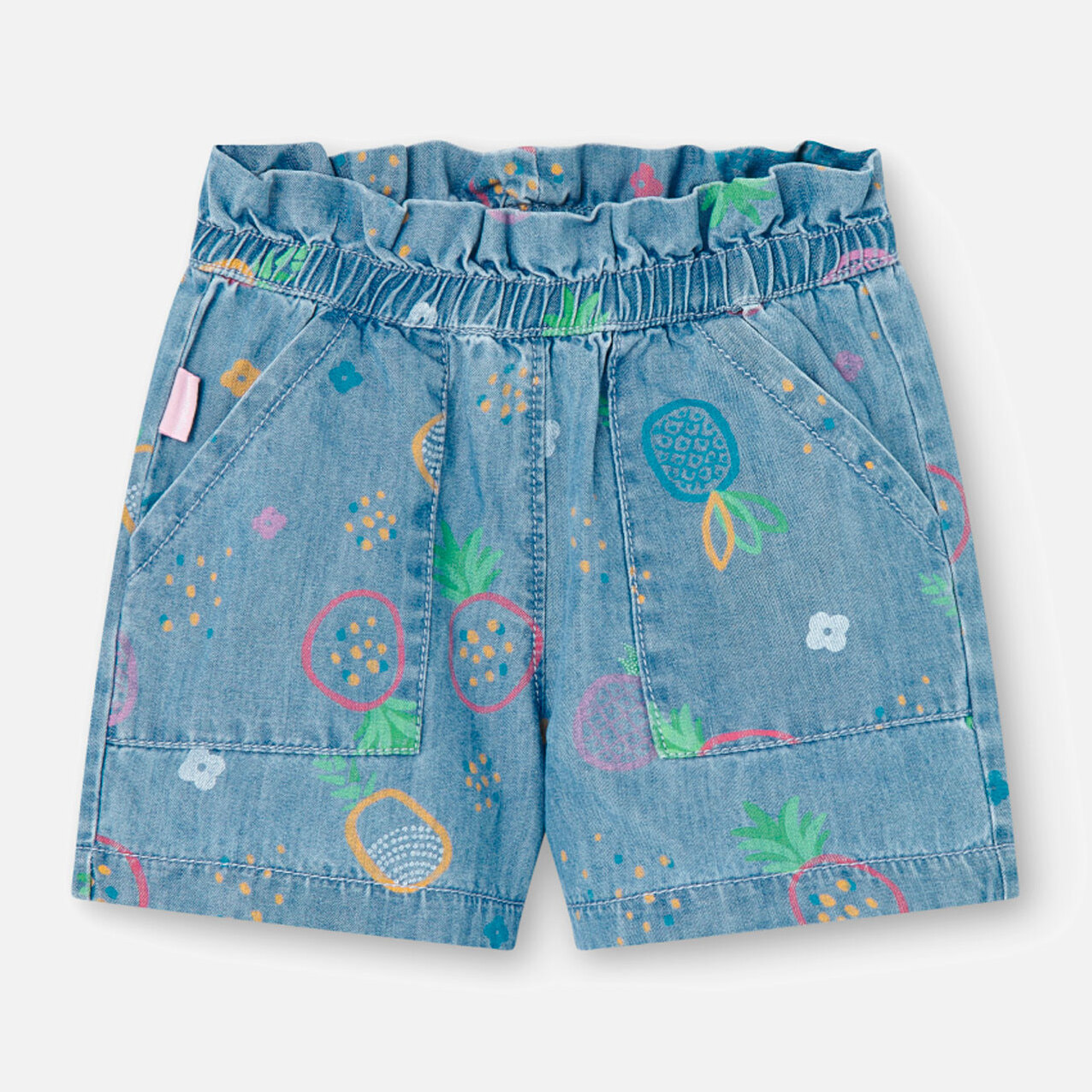 Bermudas denim para niÃ±a estampadas de color verde