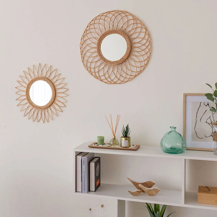 Miroir maik rond rotin 56cm