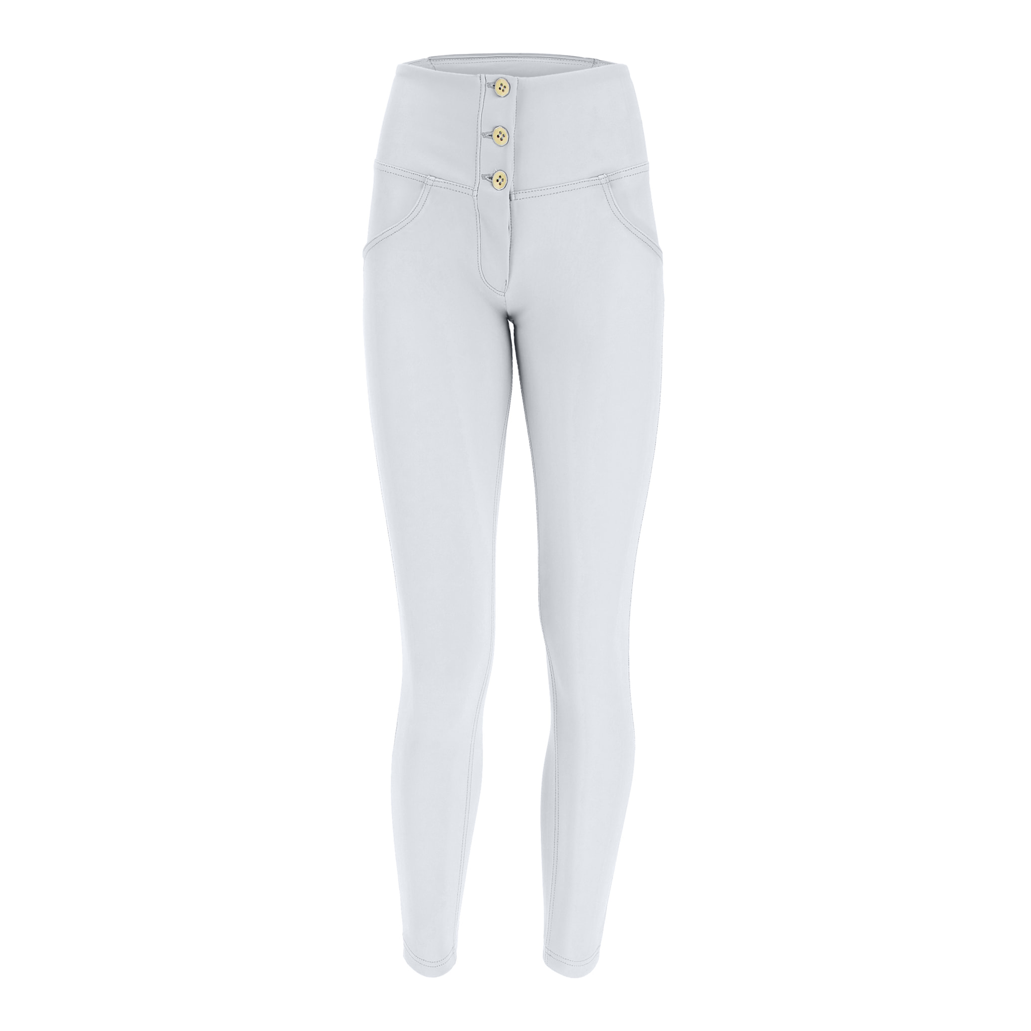 Pantaloni push up WR.UP® 7/8 vita alta bottoni similpelle