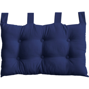 Coussin tête de lit en coton et pattes boutonnées - Bleu Marine