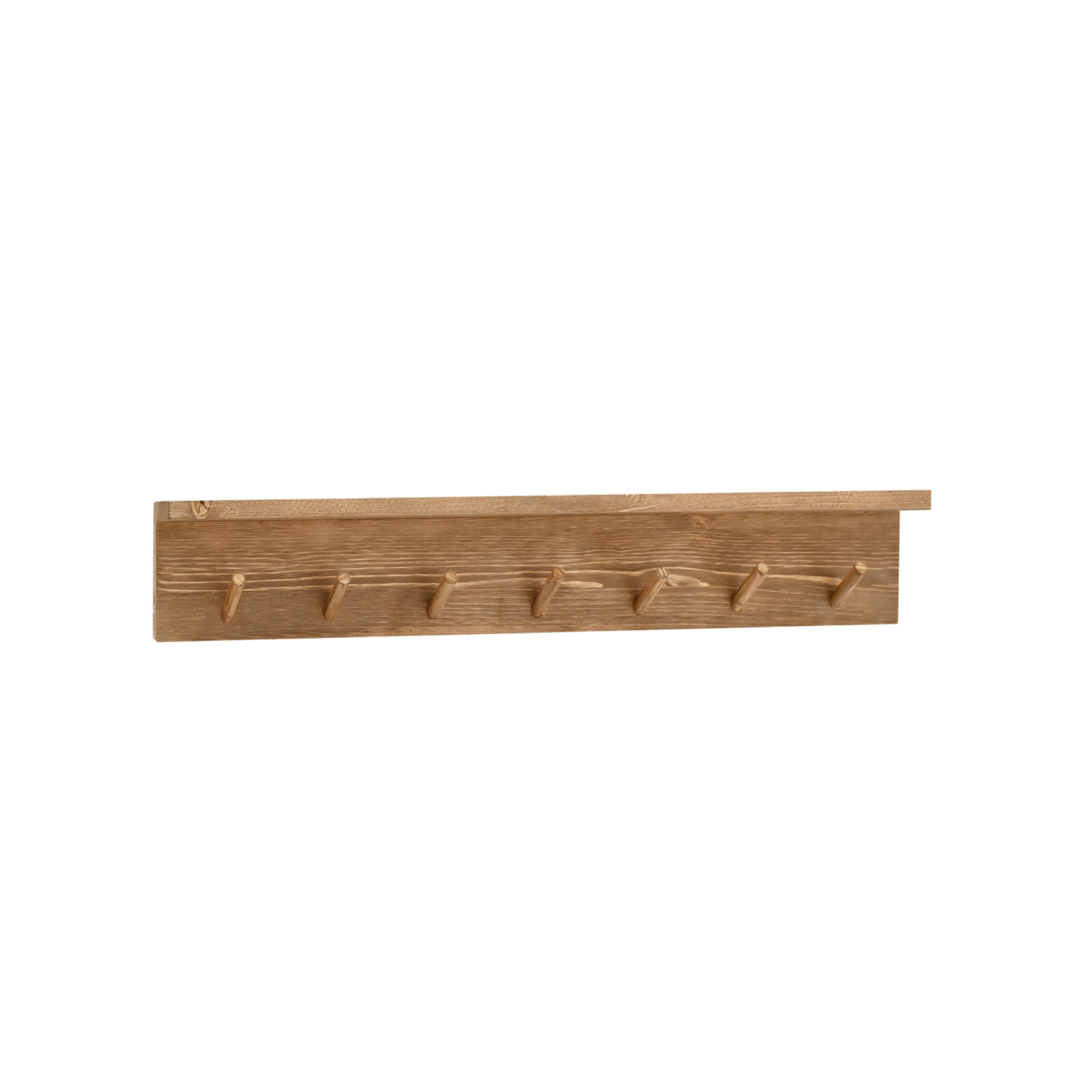 Colgador de pared de madera maciza en tono roble oscuro de 61x9,5cm Alto: 9.5 Largo: 61 Ancho: 5.5